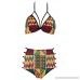 B-Sin Women's African Tribal Totems Printing Padded Cutout High Waisted Push-Up Bikini Bathing Suit Yellow 01 B07G4T491L